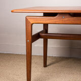 Large Danish teak coffee table with 1960 document rows.