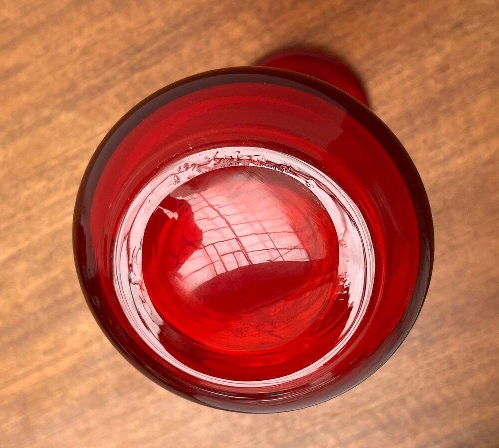 Vintage red glass solifleur vase by Cari Zalloni for WMF.