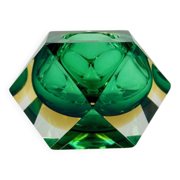 Geometric Murano Sommerso Vase in Emerald Green Glass, 1970s