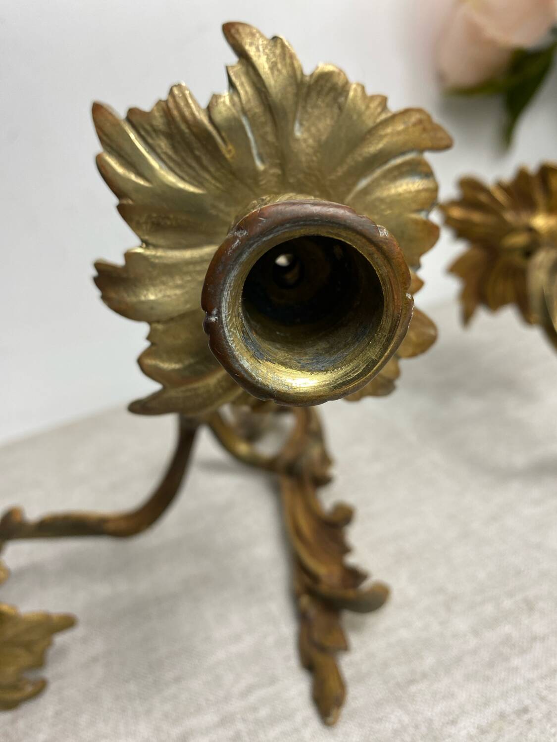 Two Louis XV style bronze wall candlesticks