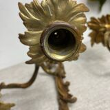 Two Louis XV style bronze wall candlesticks