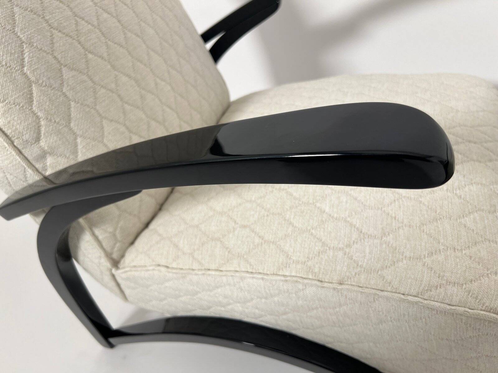 Set of Czechian Art Deco Black Laquered Lounge Chairs attributed to J. Halabala for Up Závody, 1930s