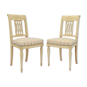 Paire de chaises en bois laquée blanc