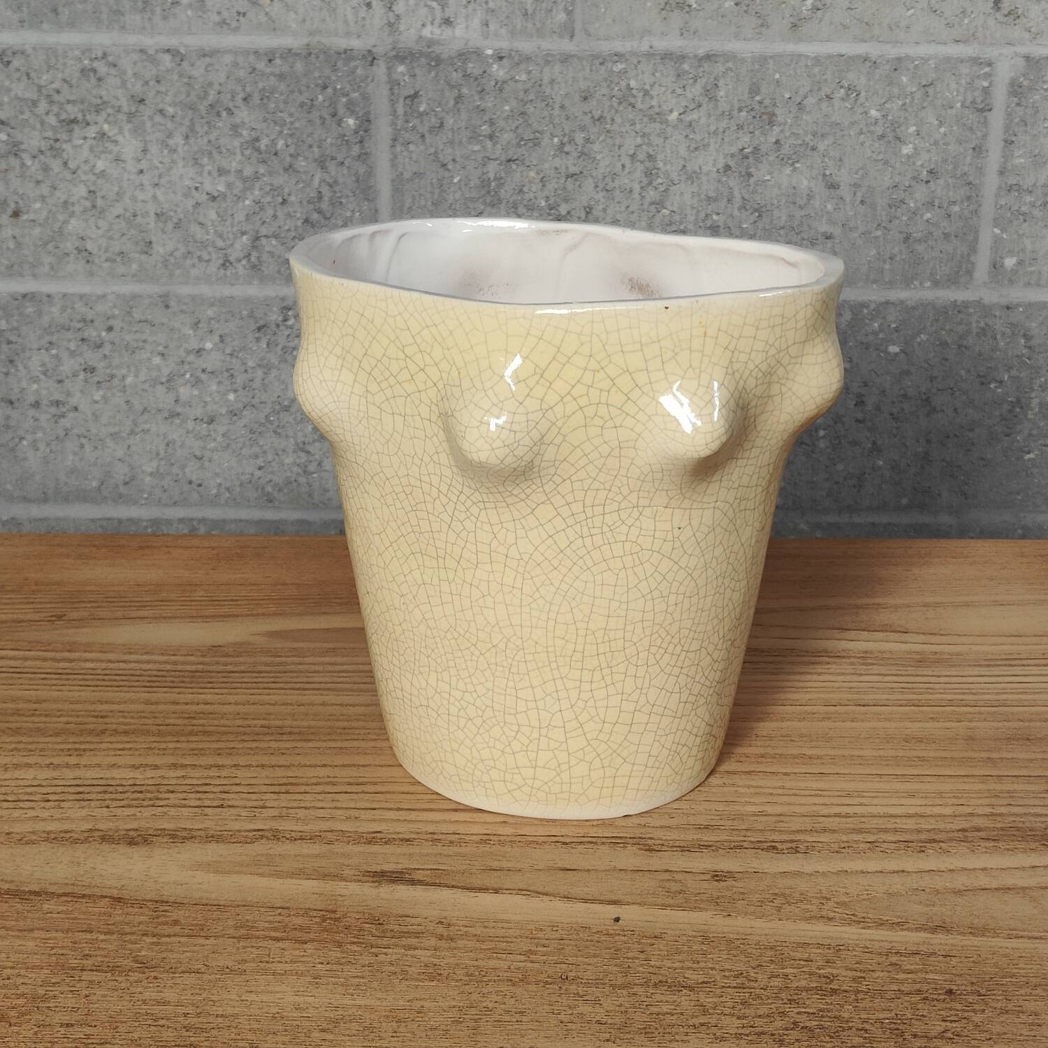 Cracked ceramic vase organic shape 1970