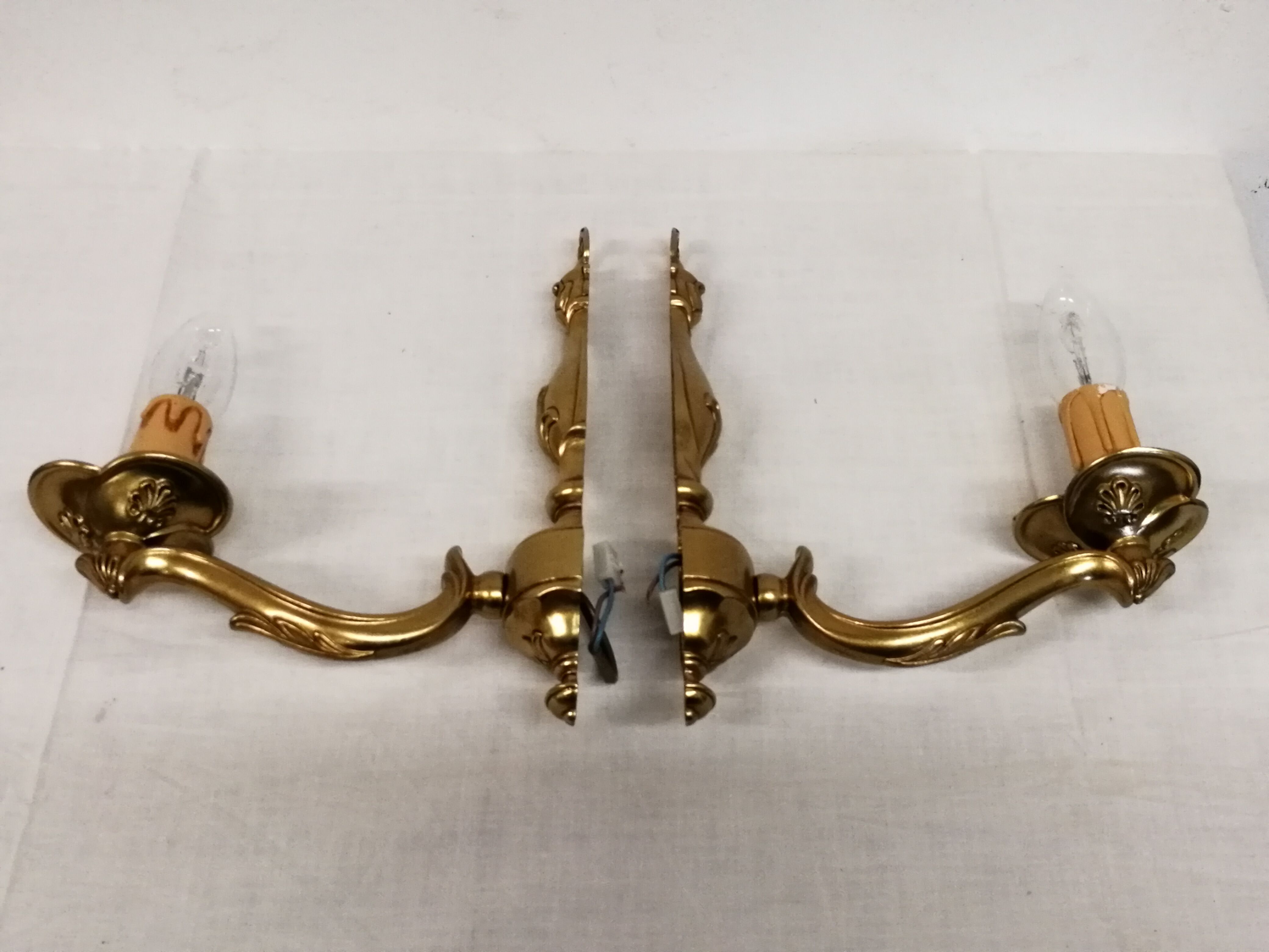 Pair of true bronze wall lamps