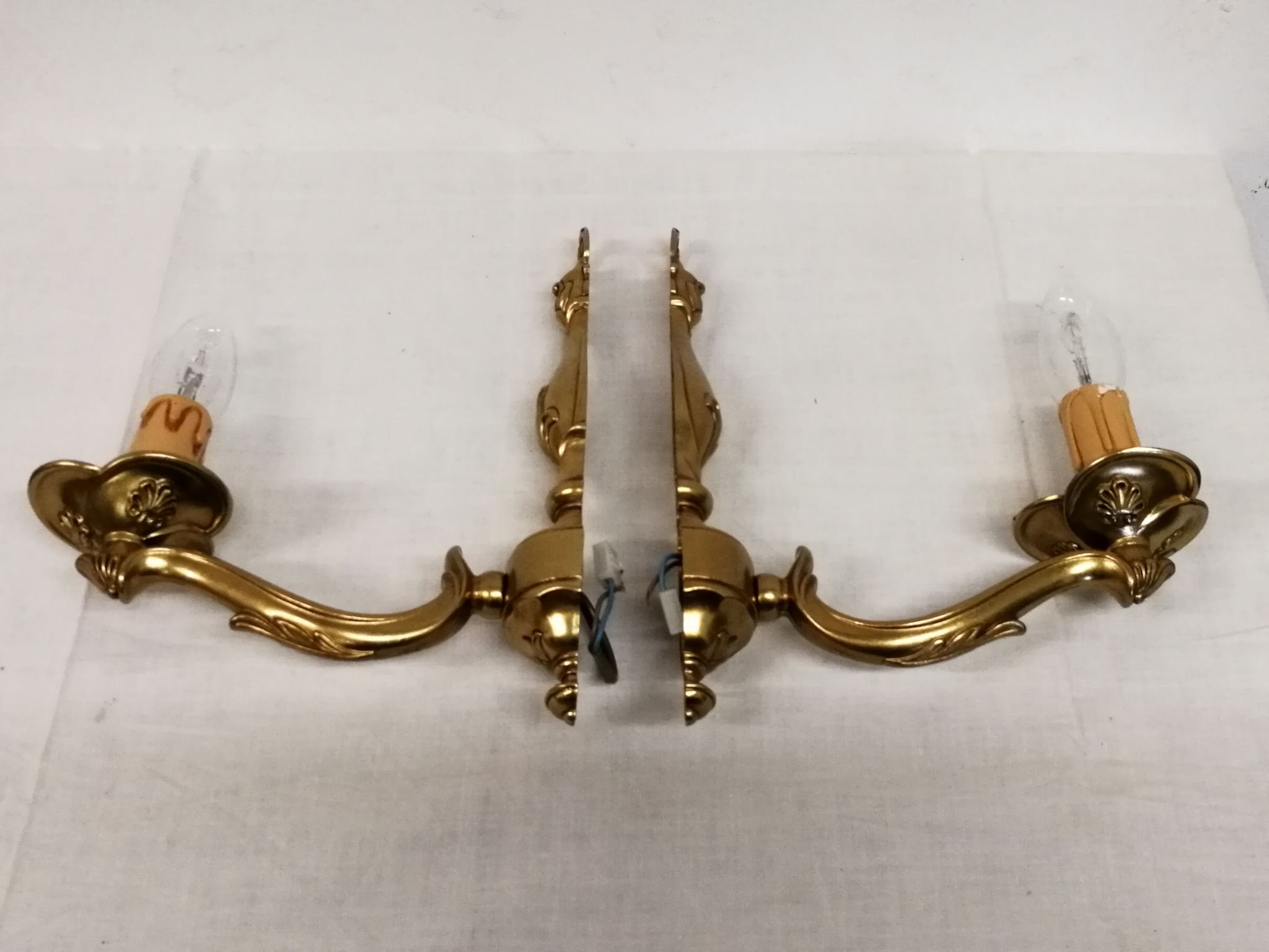 Pair of true bronze wall lamps