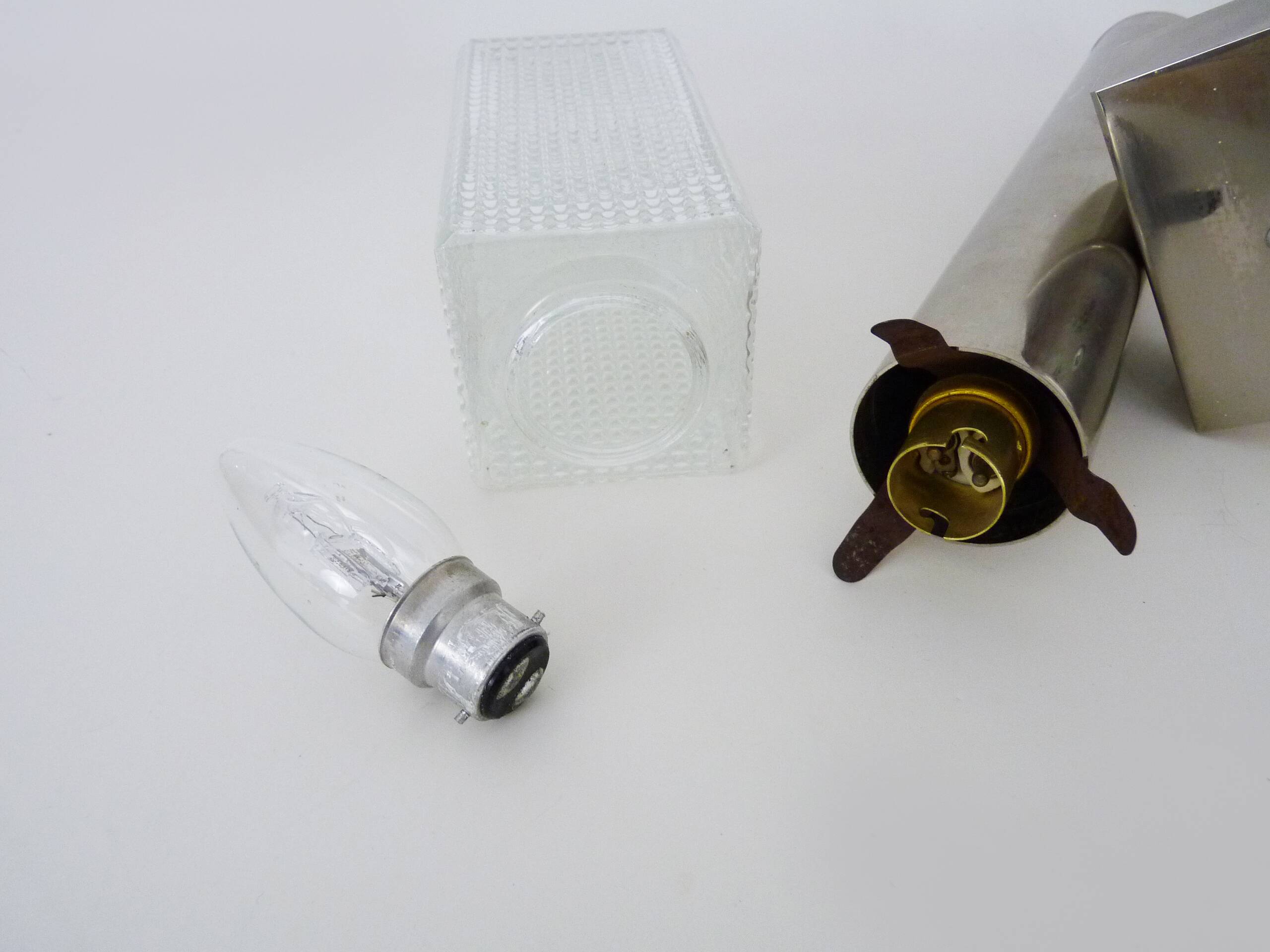 Large wall light in brushed metal. 70s