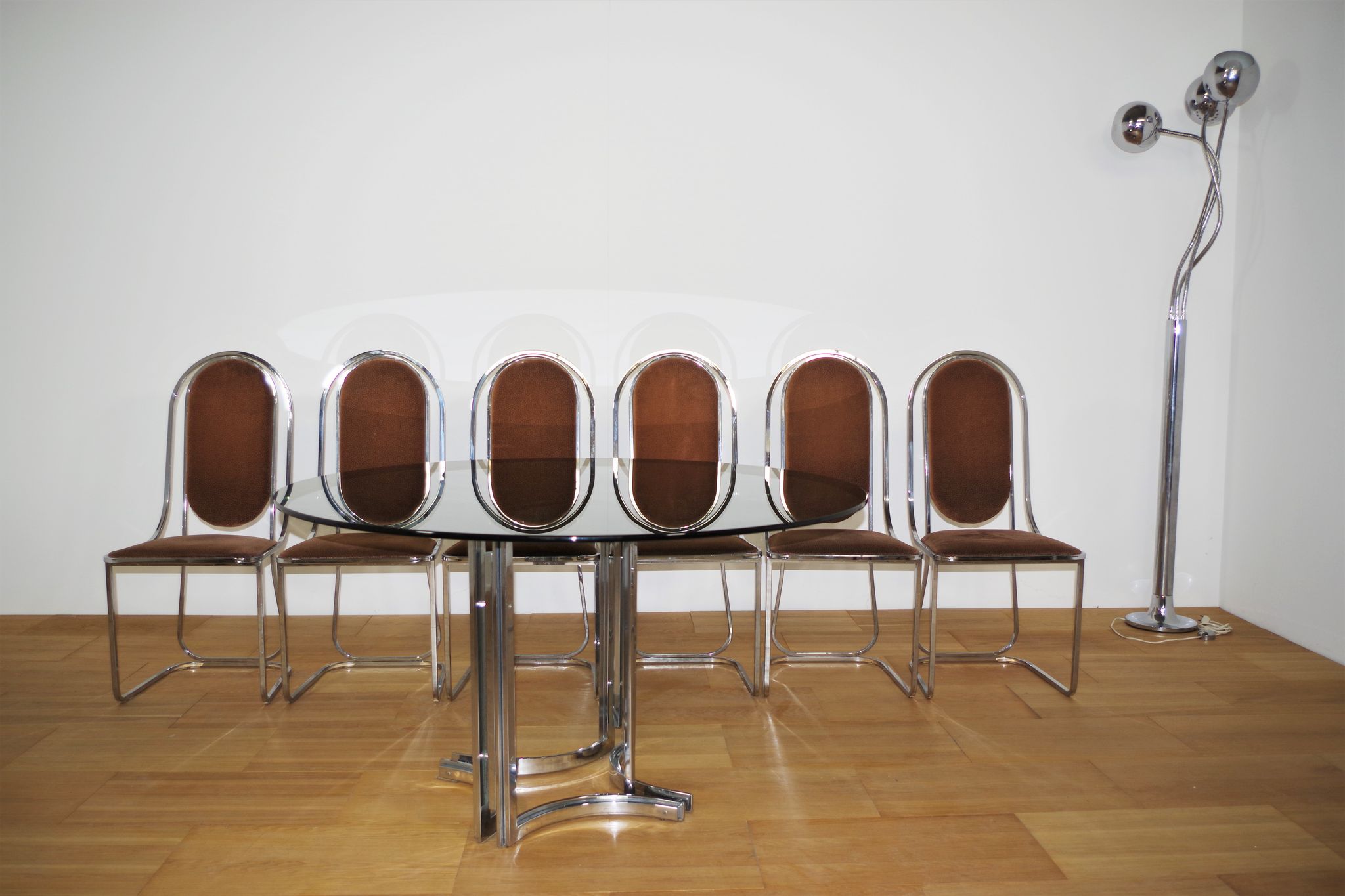 Dining room table and 6 chairs by Alessandro Alpizzi, 1970s, Set of 7