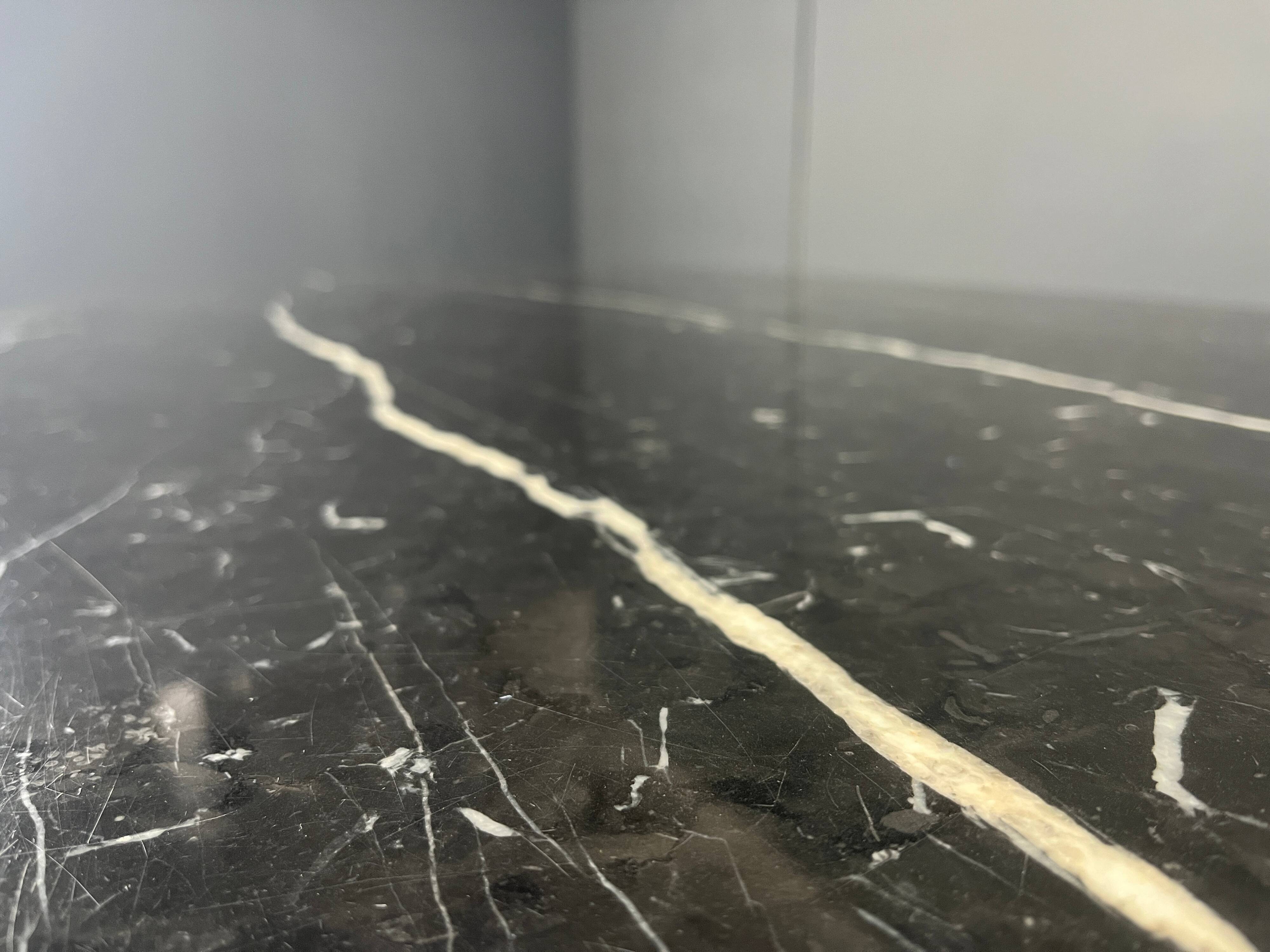 Vintage black marble dining table, 1970s