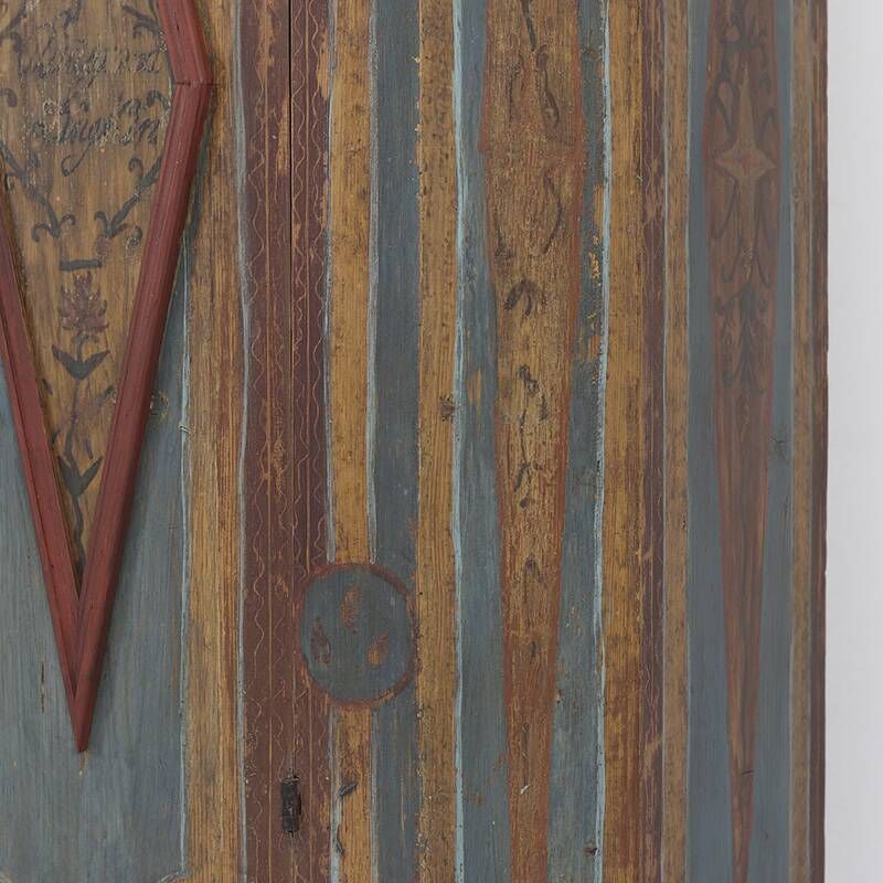 Armoire de mariée peinte art populaire de ferme rustique, 1827