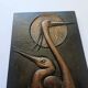 Rare Wall Wood Relief Sculpture of Herons, 1960s