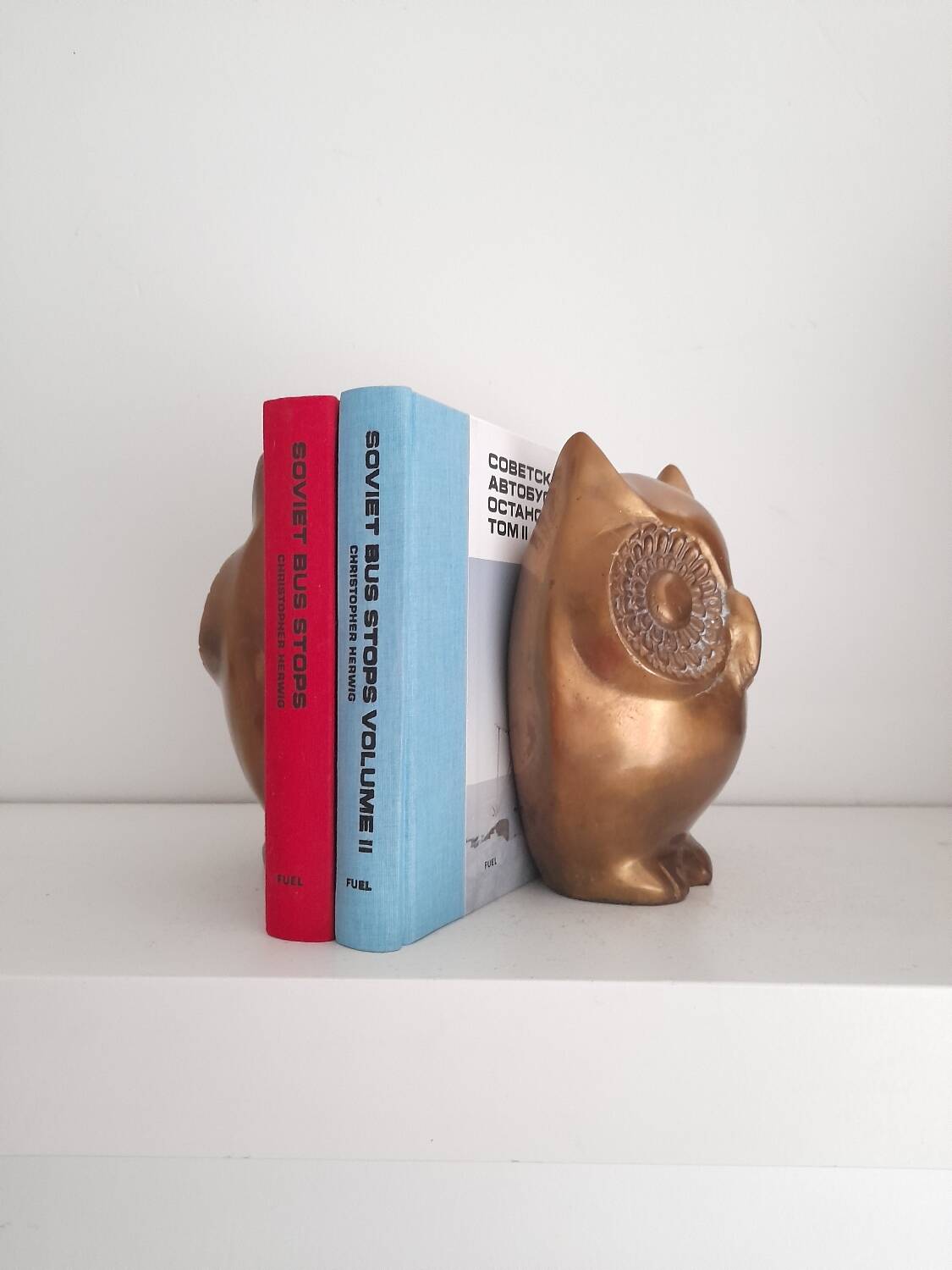 Pair of large brass owl bookends