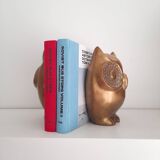 Pair of large brass owl bookends