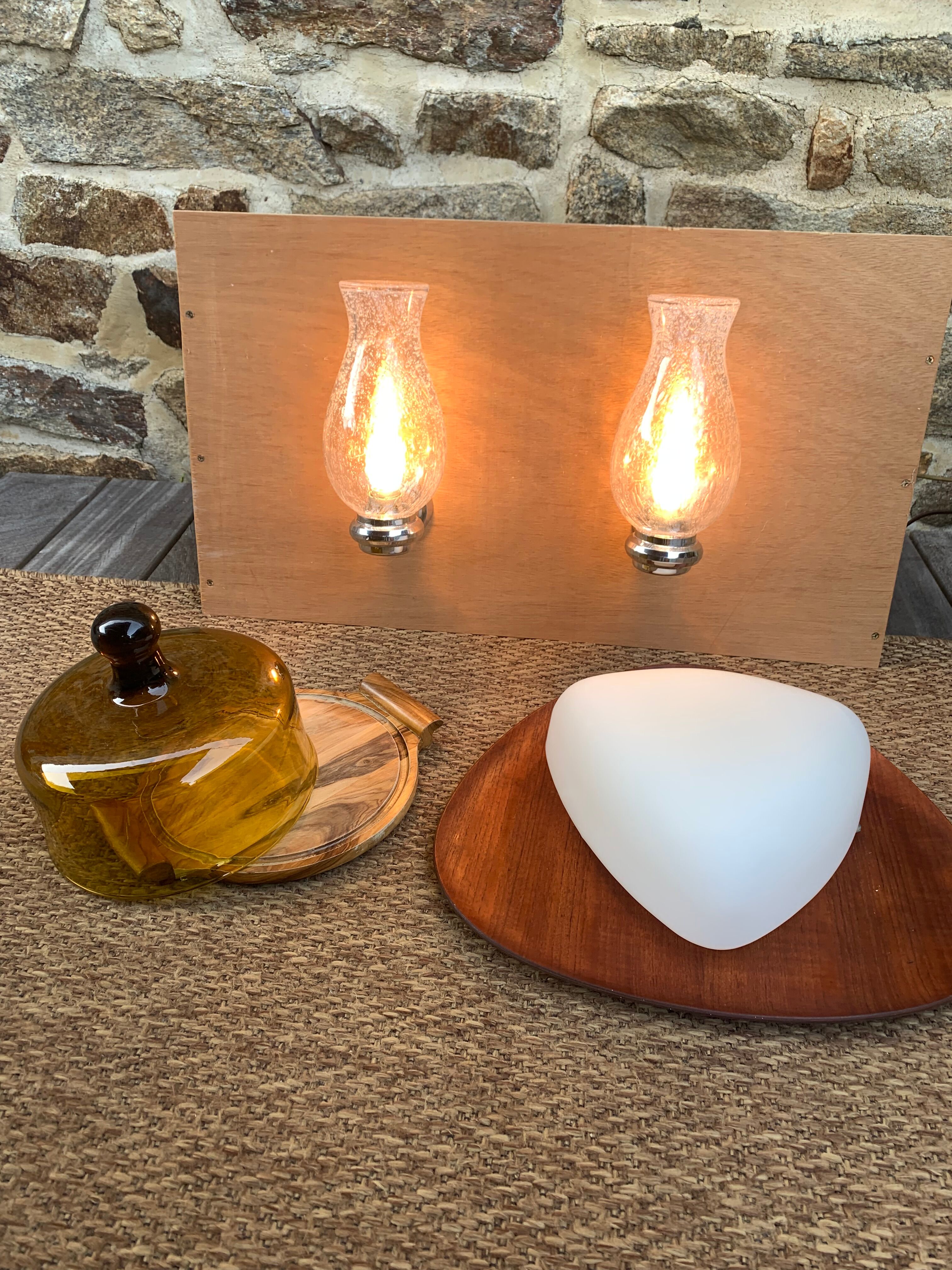 Pair of murano glass and chrome brass wall lights by keuco