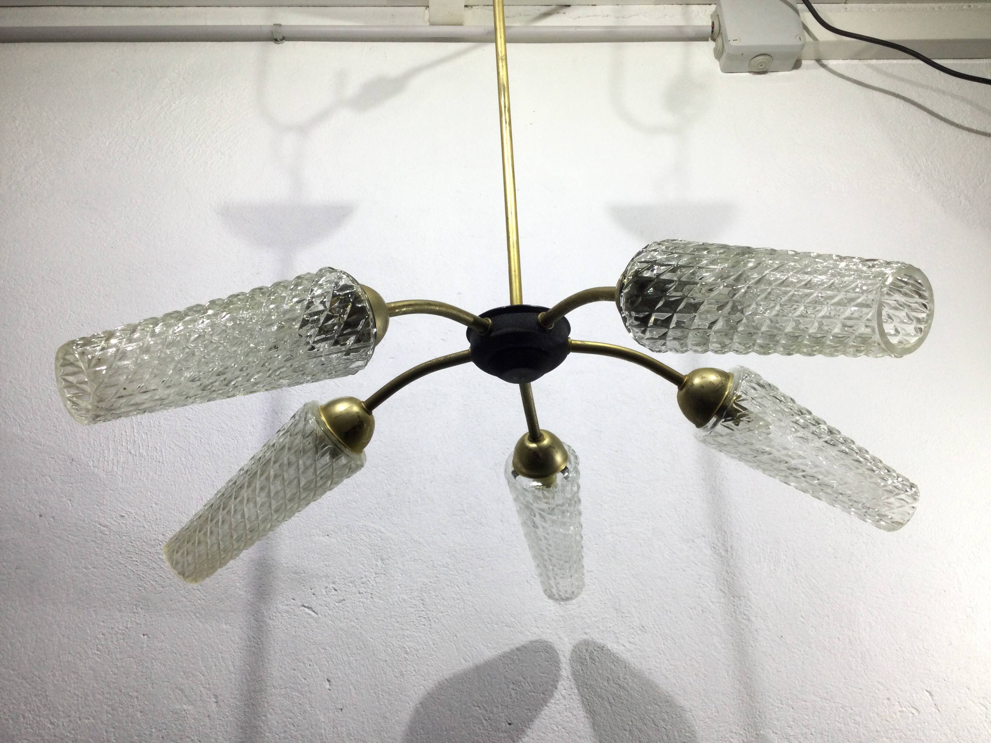 5 light chandelier 1970