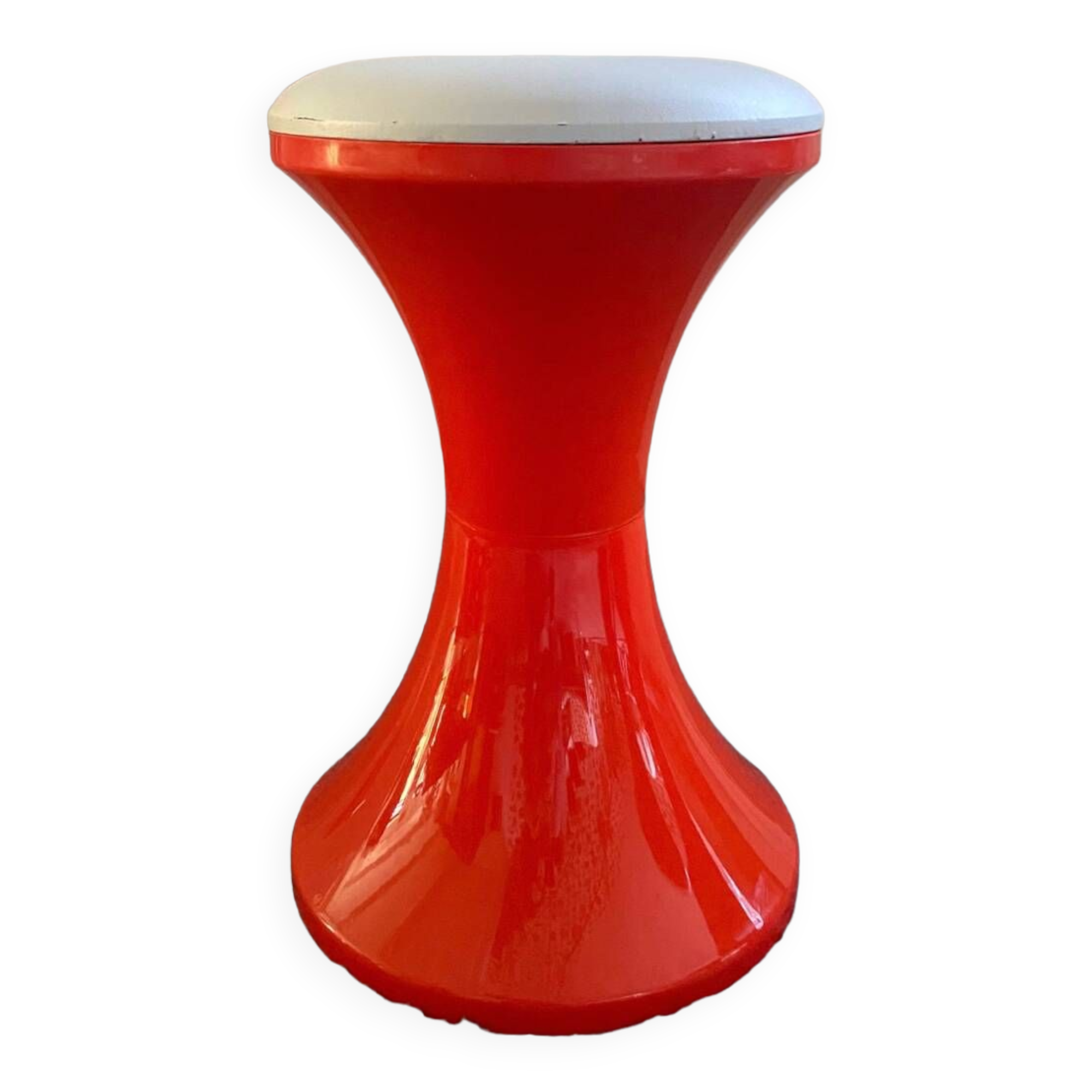 Tabouret tam tam rouge orange vintage