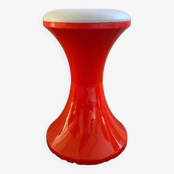 Vintage red orange tam tam stool