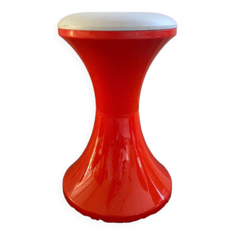 Vintage red orange tam tam stool