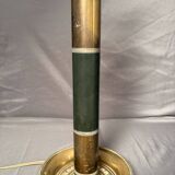 Antique Empire Column Lamp Base, Gilded Brass, Green Candle Holder Chandelier