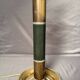 Antique Empire Column Lamp Base, Gilded Brass, Green Candle Holder Chandelier