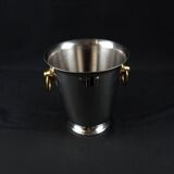 Vintage 80s silver and gold stainless steel champagne bucket by Létang Rémy