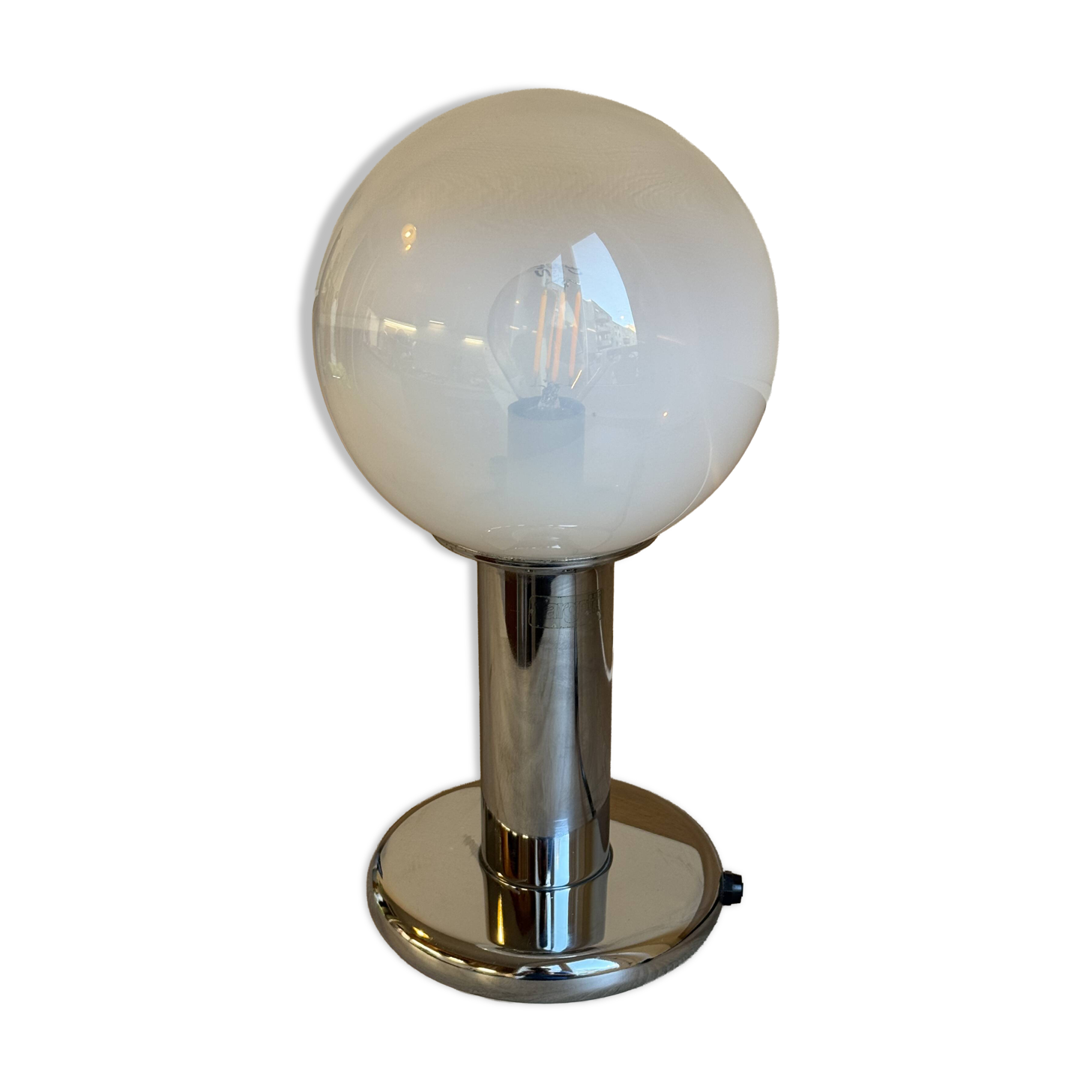 TARGETTI table lamp in chrome and transparent/white glass.