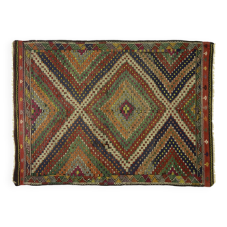 Area kilim rug ,vintage wool turkish handknotted kilim, 247 cmx 175 cm rug