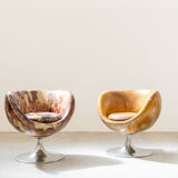 Leather swivel armchairs, early twenty-first century, set of 2
