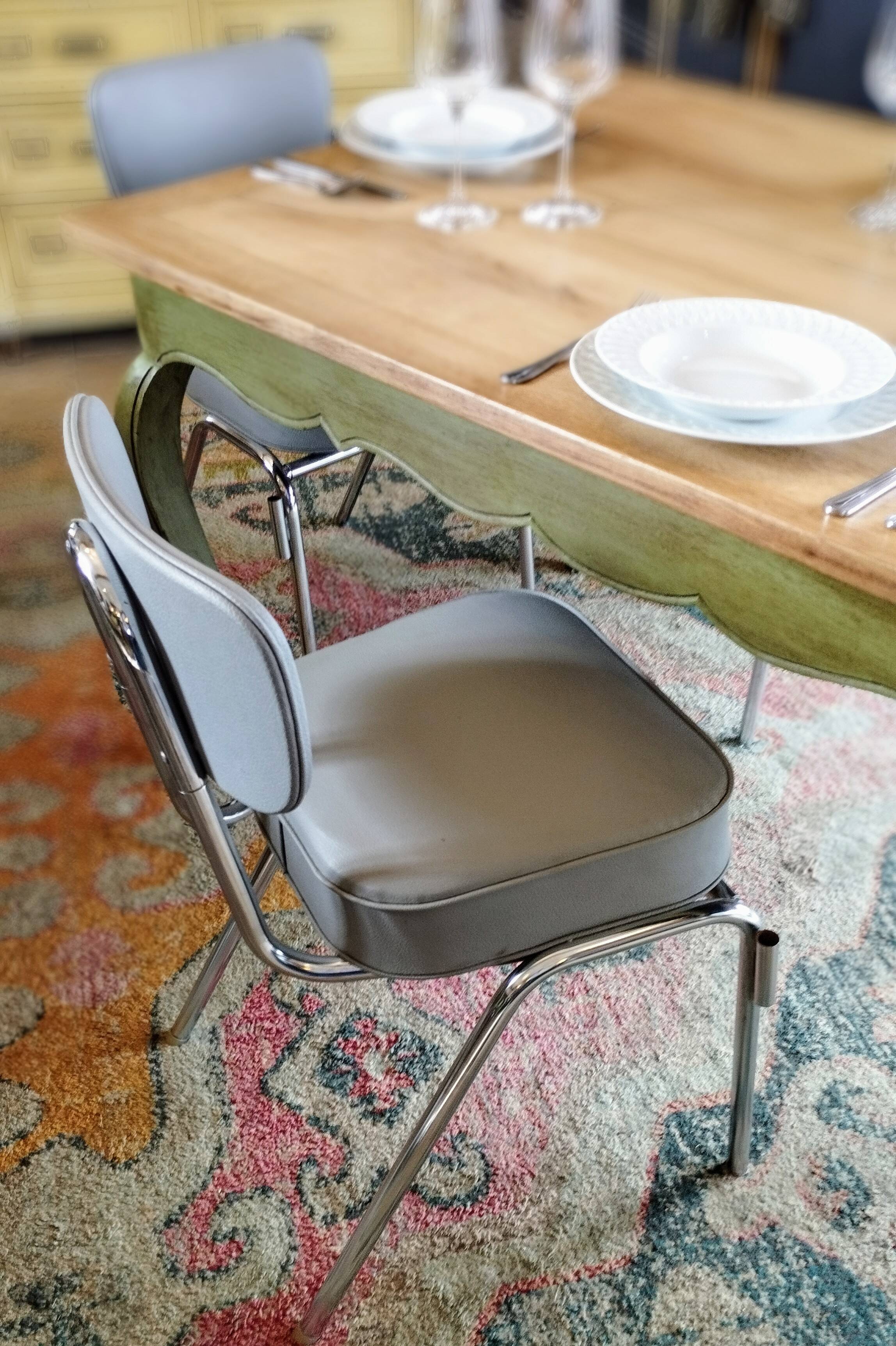Olive green patinated table