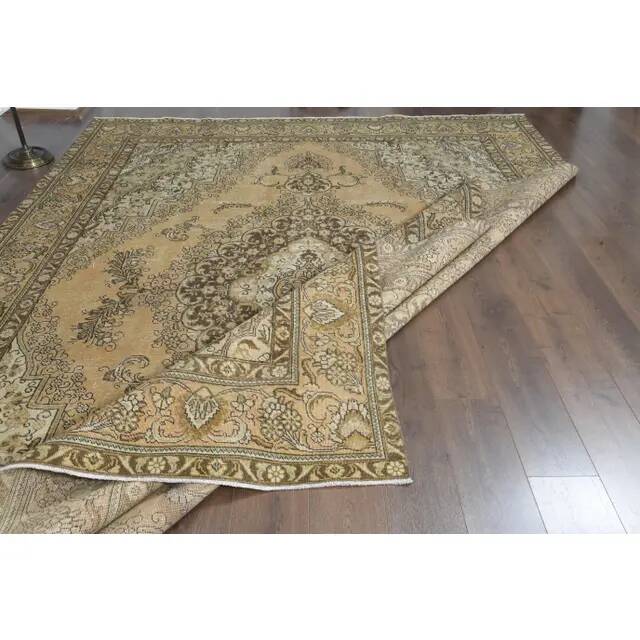 1970s Vintage Persian Handmade Wool Orange Area Rug 276x386