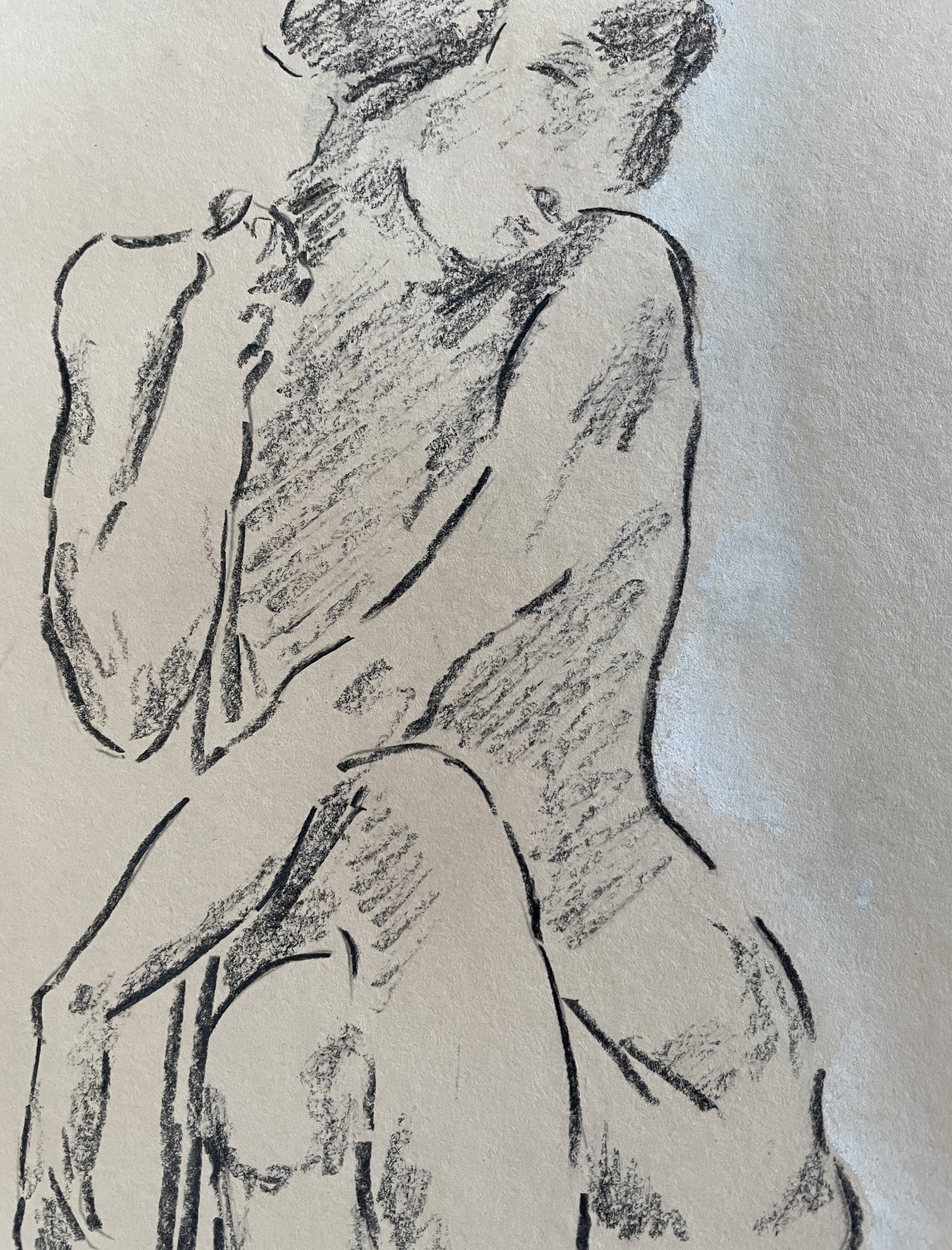 Tableau dessin Fusain signé « portrait de danseuse »