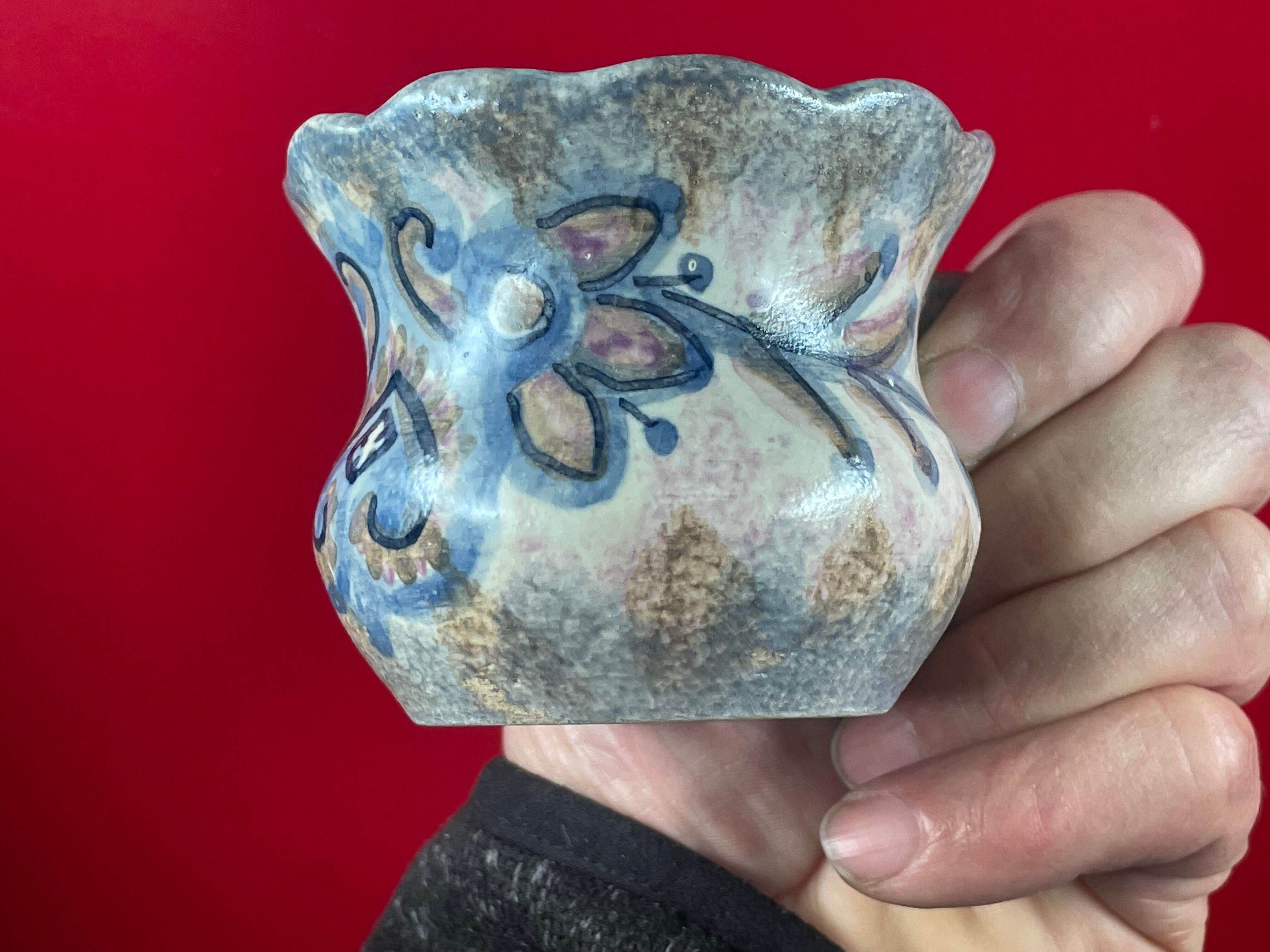 Set of 8 ceramic Quimper cups and under cups