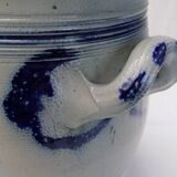Alsaces Betschdorf stoneware flower pot, gray blue