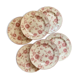 6 dessert plates Tablemates decorated with pink flowers