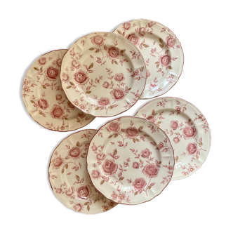 6 dessert plates Tablemates decorated with pink flowers