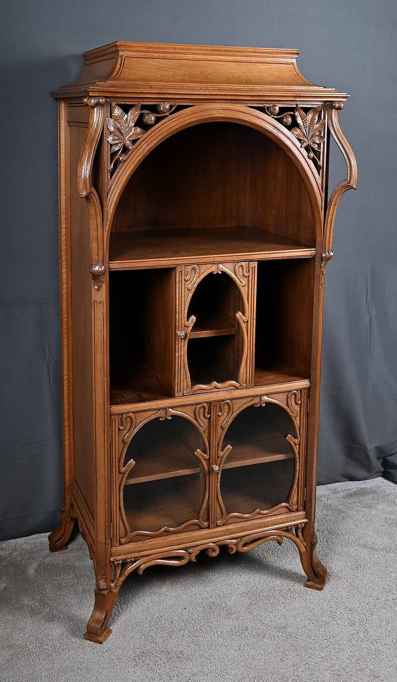 Rare Art Nouveau Light Walnut Display Cabinet – D