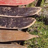 3 pairs of old skis
