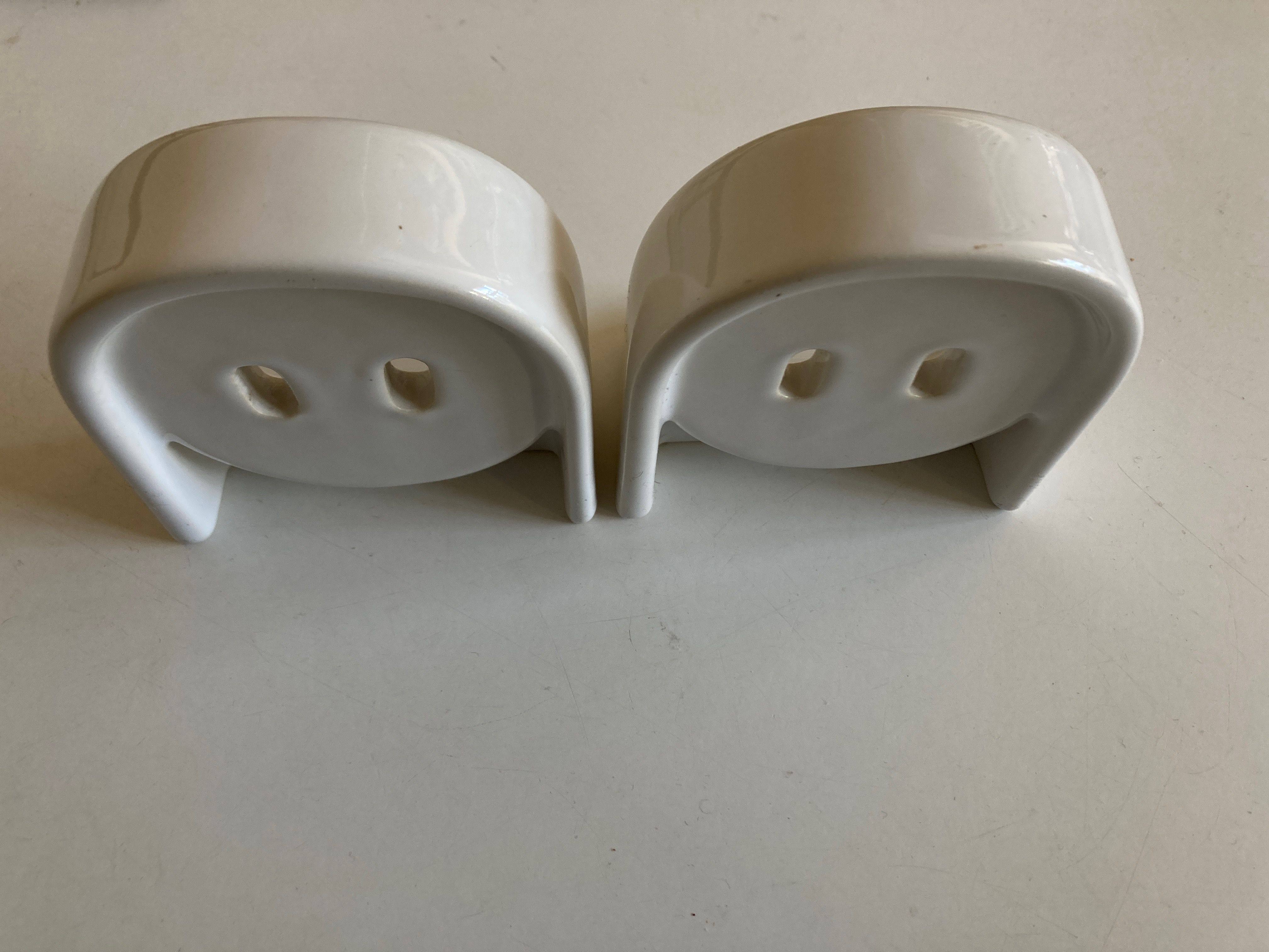 Pair of white porcelain bathroom shelves 1950