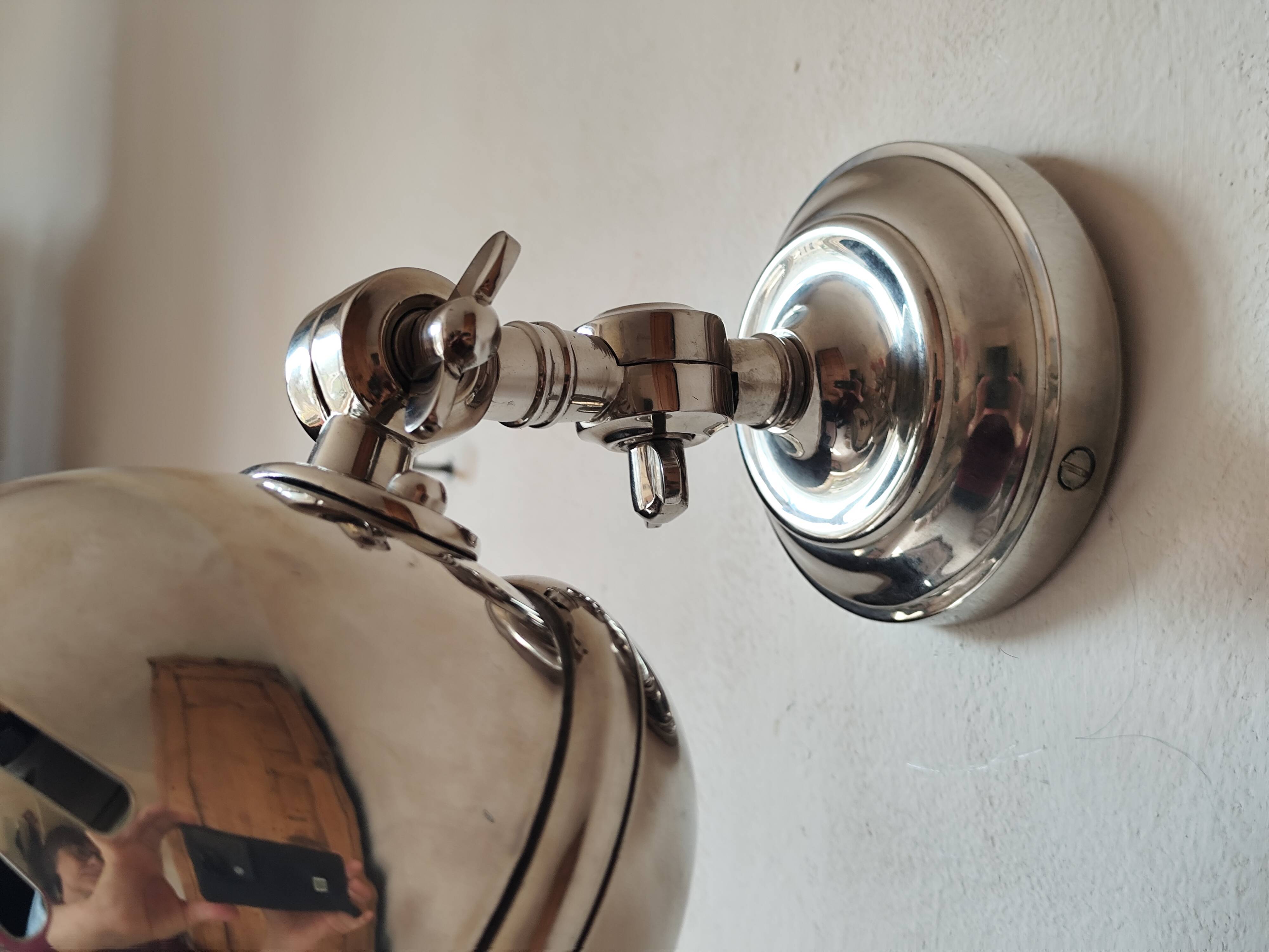 Adjustable brushed metal spotlight - articulated headlight lamp