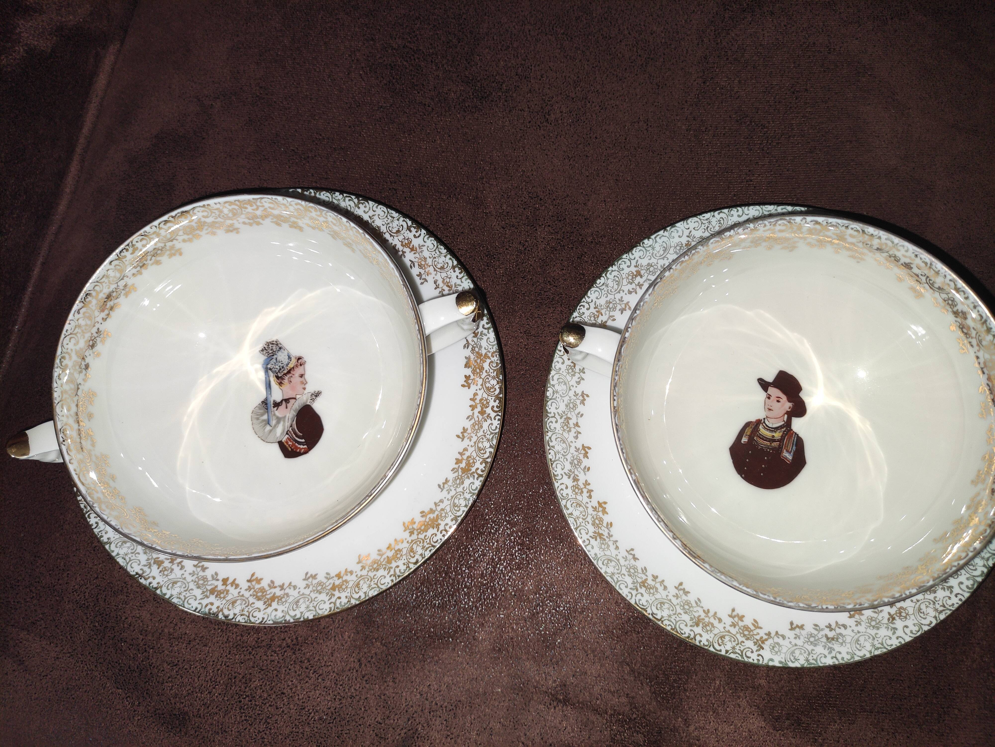 Bernardaud Limoges porcelain cups and saucers