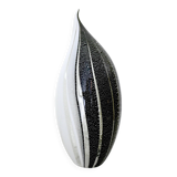 Black and White Penguin Murano Glass Table Lamp with Silver Flakes, Italy