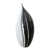 Lampe de table en verre de Murano, motif pingouin noir et blanc, avec paillettes argentées, Italie