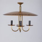 Vintage 1950s Italian-design brass and pink glass chandelier