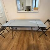 Extendable blue formica table