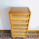 Chest of drawers vintage wood and wicker feet compass