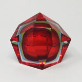 Cendrier rouge et bleu de Flavio Poli pour Seguso en verre de Murano 1960