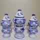 3 Delft style earthenware spice jars or apothecary pots