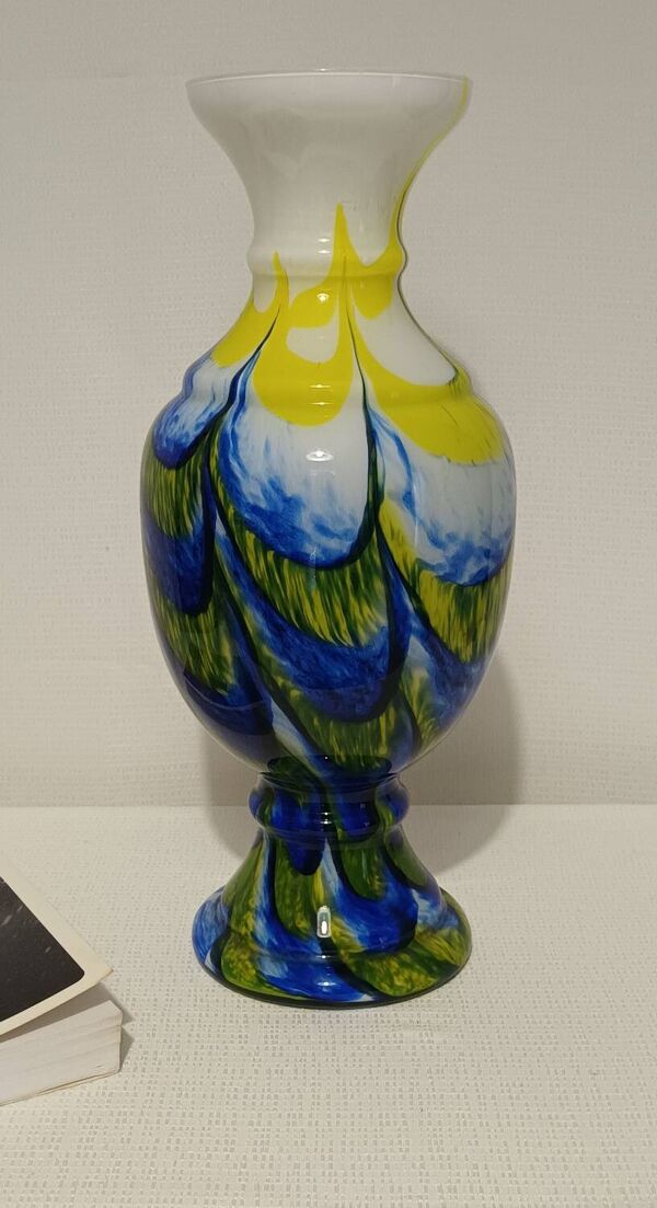 Vase verre soufflé Murano Carlo Moretti vintage