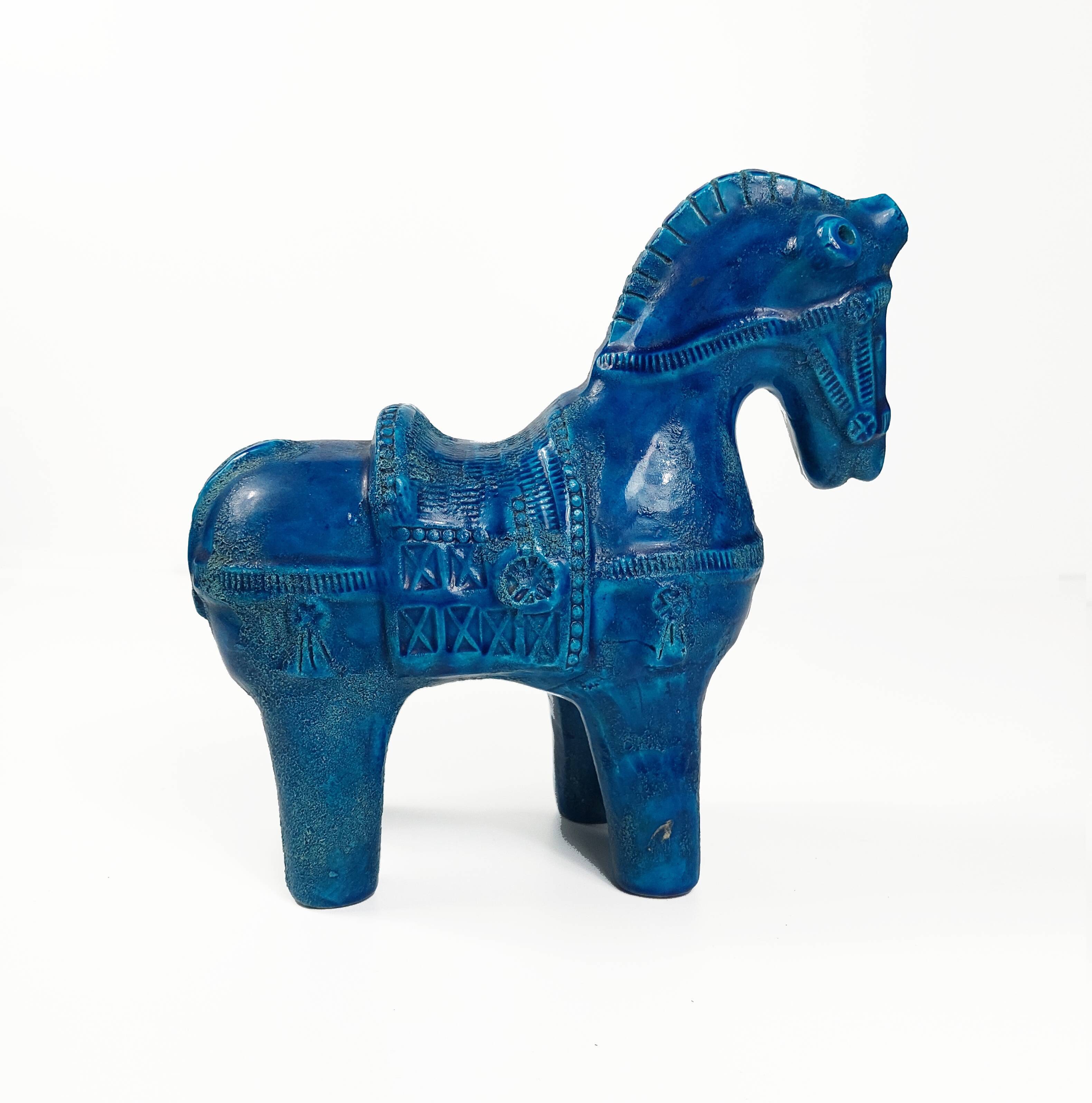Cheval en céramique en Rimini blue par Aldo Londi