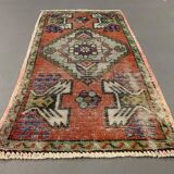 Small Vintage Turkish Rug 98x53 cm, Short Runner, Tribal, Shabby, Mini Carpet